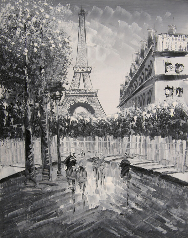 巴黎街景油画图片