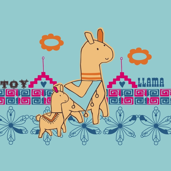 印花矢量圖卡通卡通動物馬植物免費素材