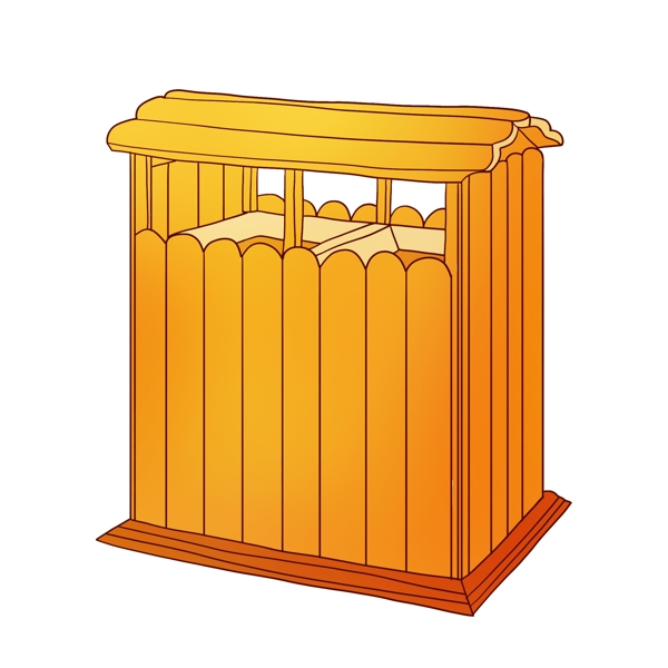 橘黄色环保垃圾桶插画