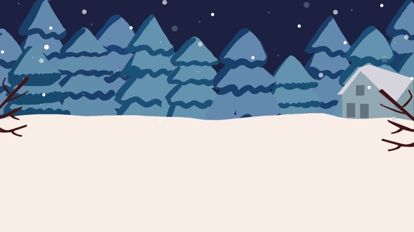 手绘大雪时节树林背景素材