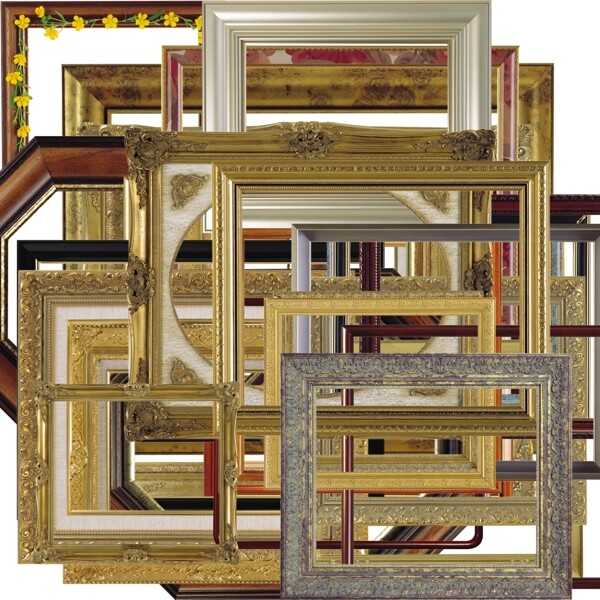 35个木质相框照片边框素材分层图片