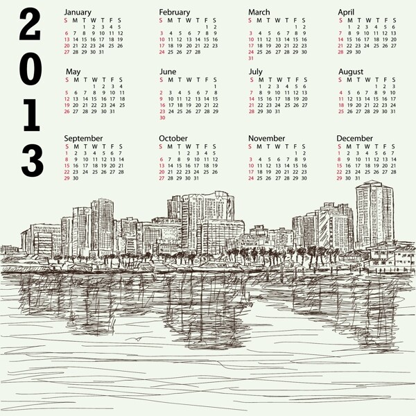 2013年創(chuàng)意日歷匯矢量素材1
