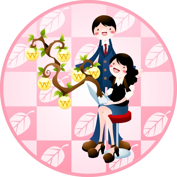 男性女性卡通插畫