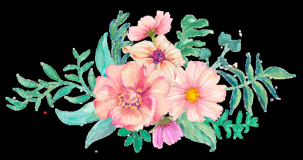 朴素花卉卡通透明素材