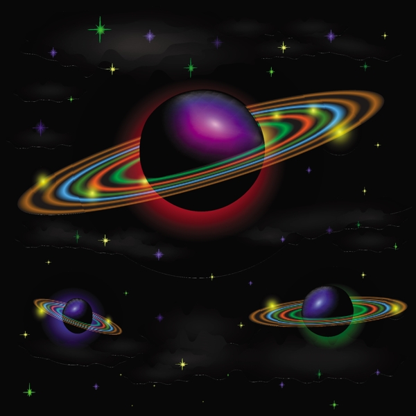 彩色行星圖案矢量素材下載