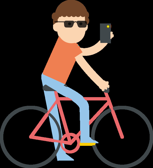 男人骑自行车插画免抠png透明图层素材