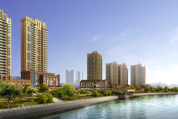 沿江透視親水建筑圖片