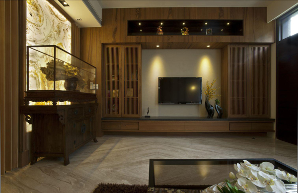 现代时尚经典客厅瓷砖地板室内装修效果图