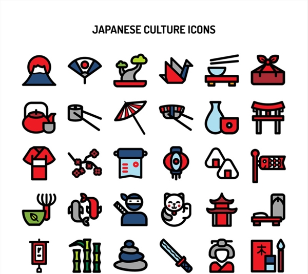 创意日本文化图标矢量素材