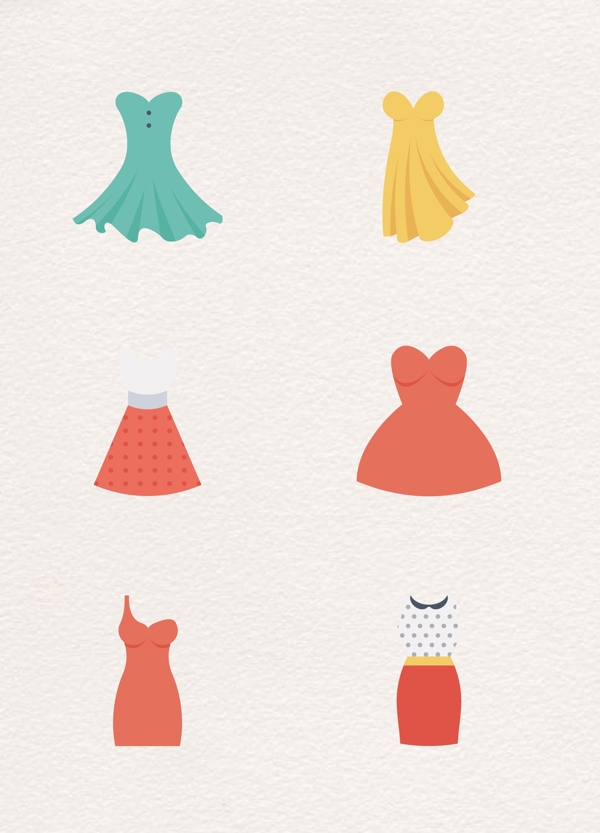 6款女性精美裙子设计图标元素