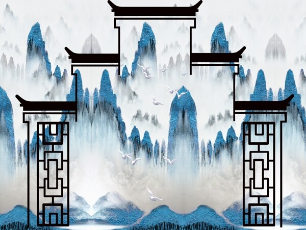 新中式背景墻