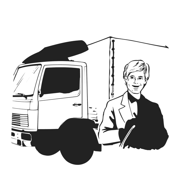 印花矢量圖貨車交通工具色彩黑白色免費(fèi)素材