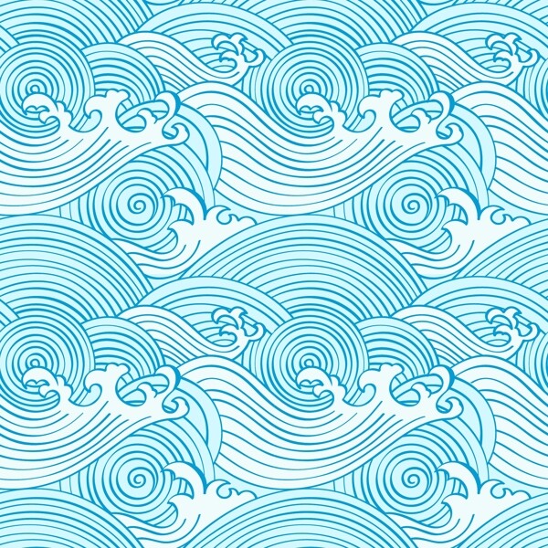 古典海浪花纹图片