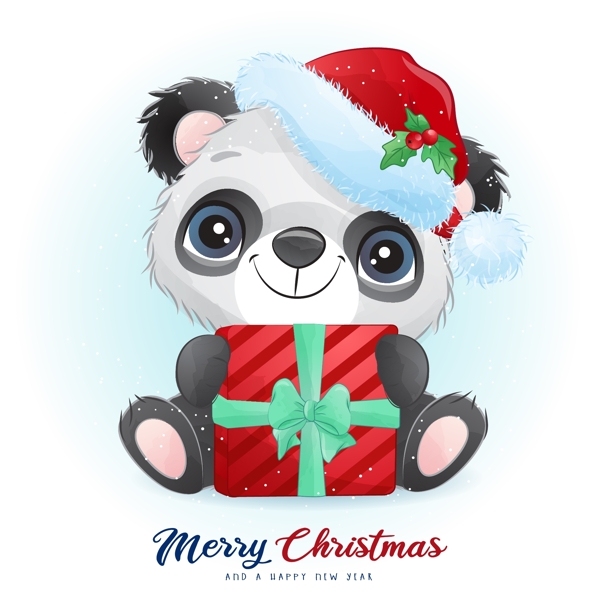 圣诞节熊猫图片
