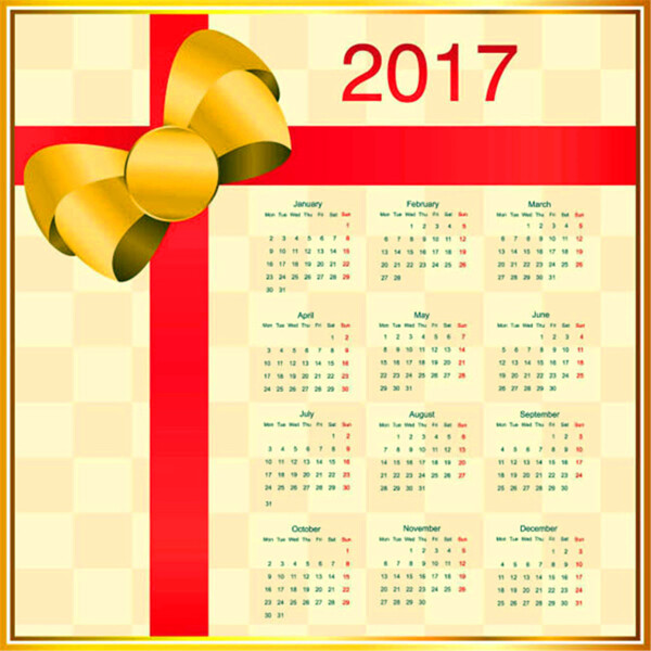 蝴蝶結(jié)2017日歷