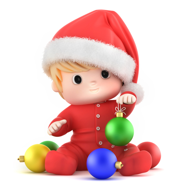 拿著圣誕球的嬰兒