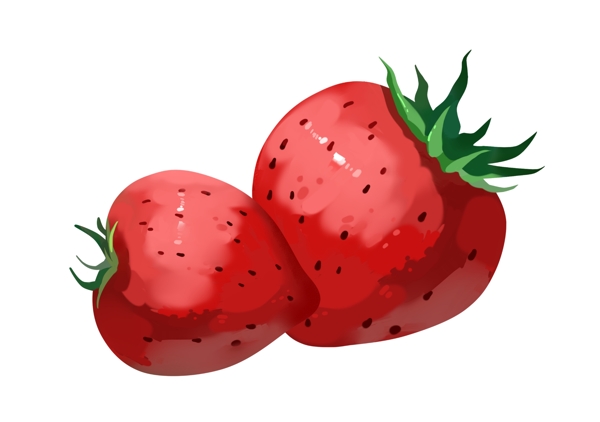 手绘自然夏季水果红色草莓免抠png装饰