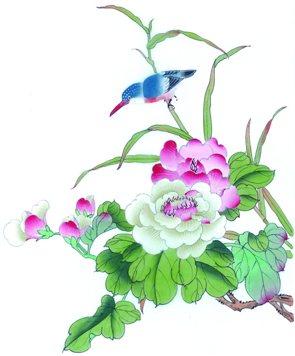 植物小鸟油画图片