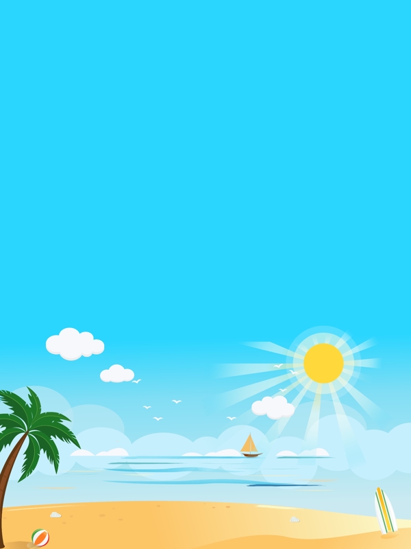 阳光沙滩椰子树广告背景