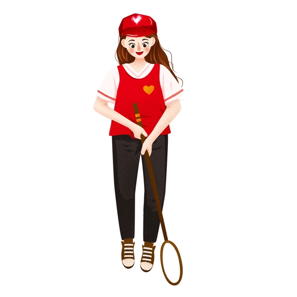 手繪卡通女孩拿網(wǎng)撿垃圾原創(chuàng)元素