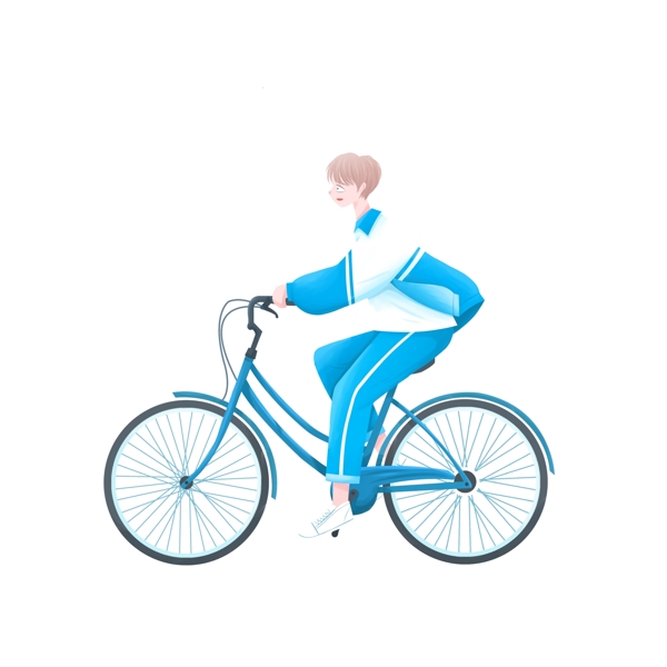 骑自行车的男孩图案元素