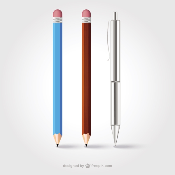现实的铅笔和钢笔