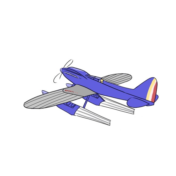 蓝色的飞机手绘插画