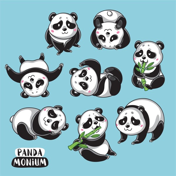 吃竹子的卡通熊猫图片