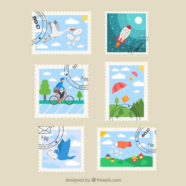 邮票设计矢量图片