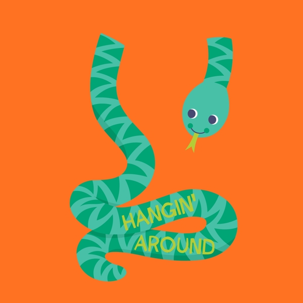 印花矢量图卡通贴布动物蛇免费素材