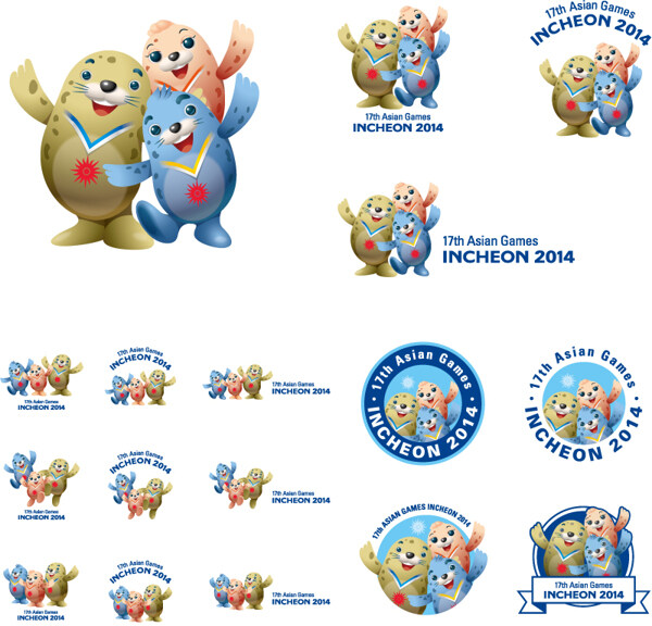 2014仁川亚运会吉祥物设计矢量素材