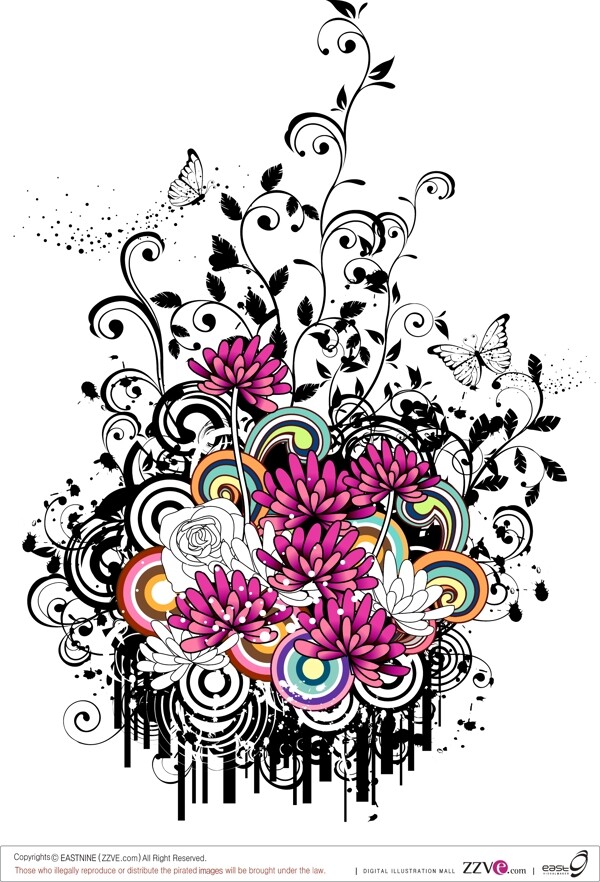 蝴蝶與時(shí)尚花紋