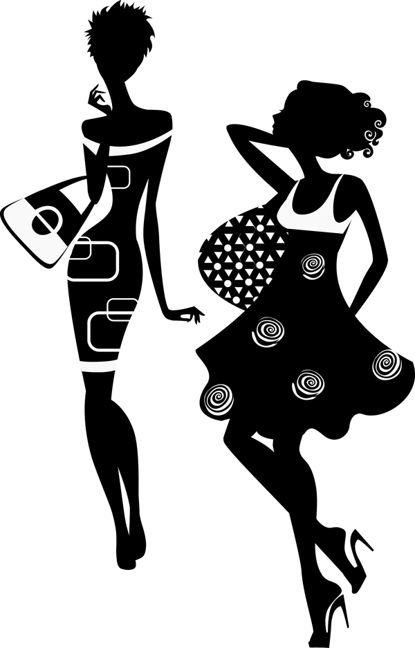 優(yōu)雅女人的剪影矢量素材
