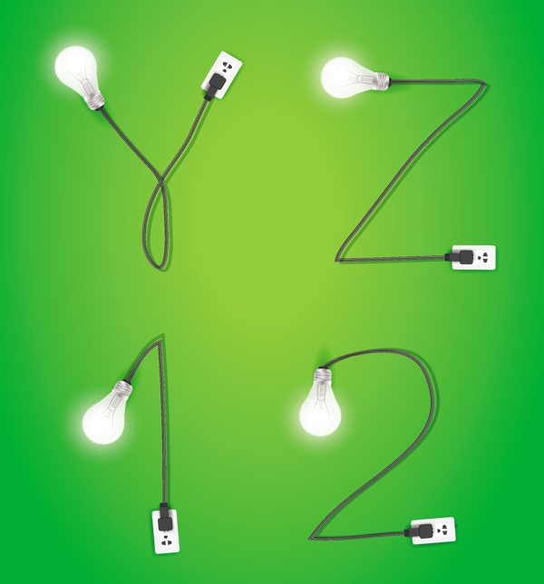矢量電線燈泡藝術(shù)字設(shè)計(jì)