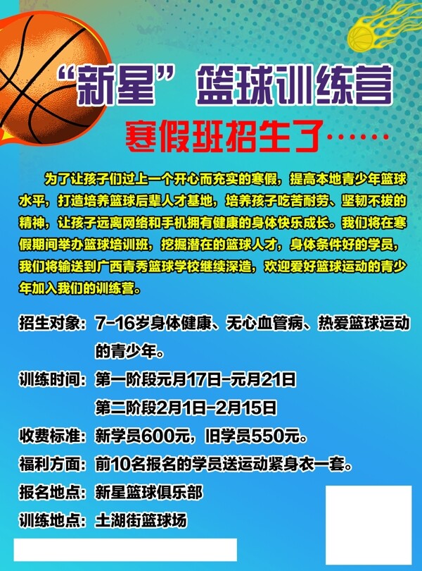 篮球训练营海报