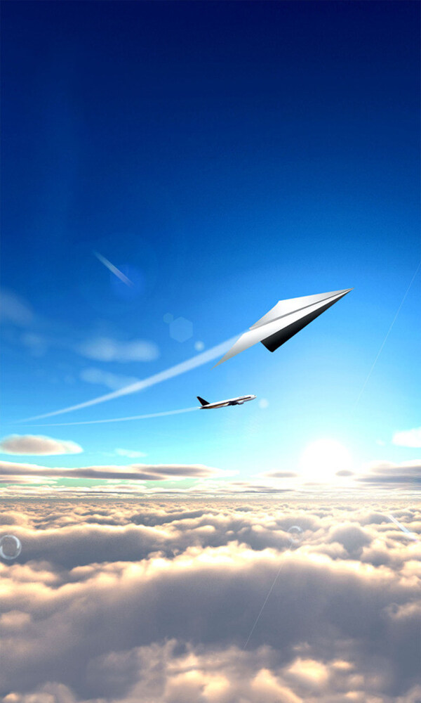 飞机起飞云层H5背景素材