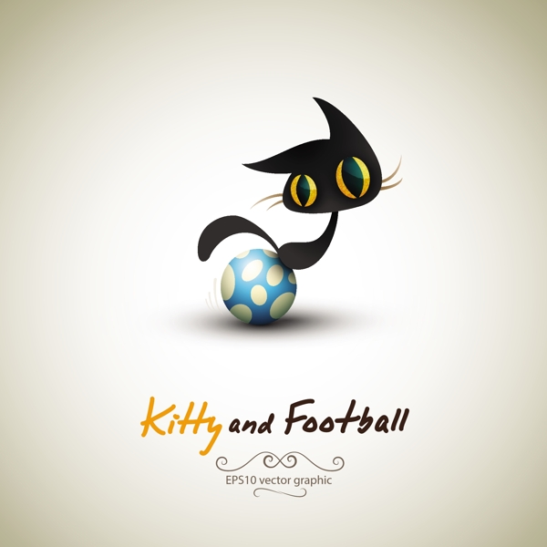 卡通猫咪足球宝贝