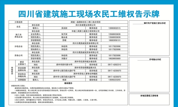 农民工公示牌