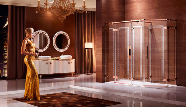 最具奢华的淋浴房浪漫的玫瑰金
