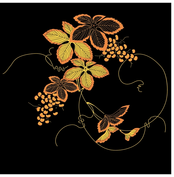 金色葡萄藤装饰图