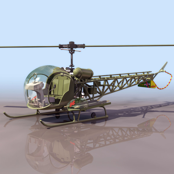 3D单人小型直升机模型