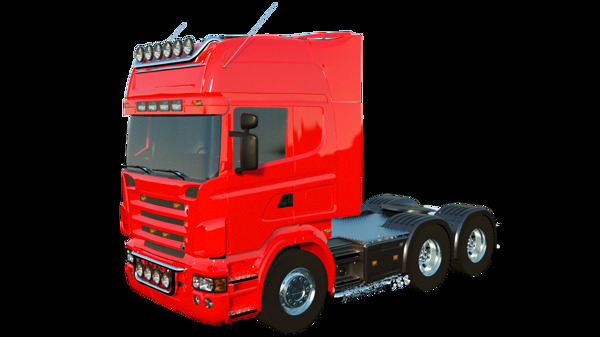 C4D红色卡车车头模型
