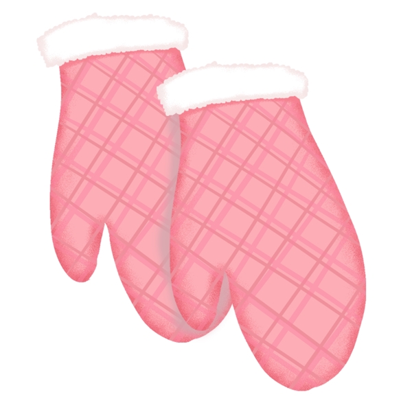 手绘冬日元素粉红色可爱保暖手套装饰元素