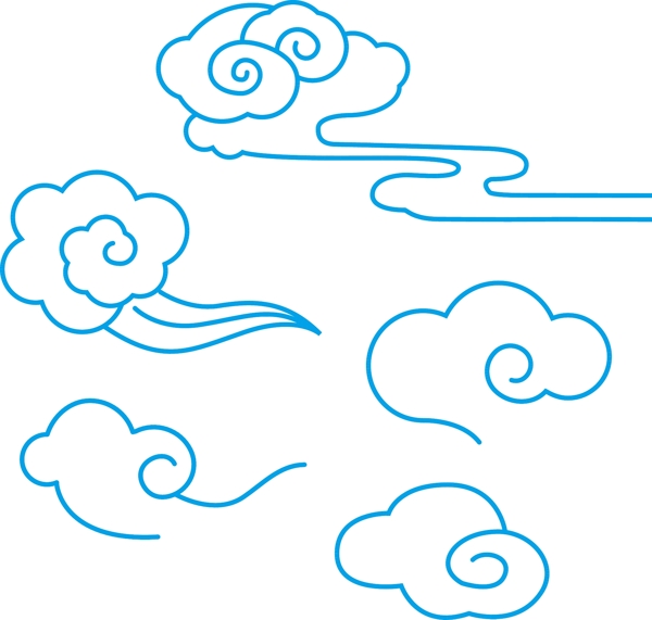 中国云纹蓝色云朵元素设计