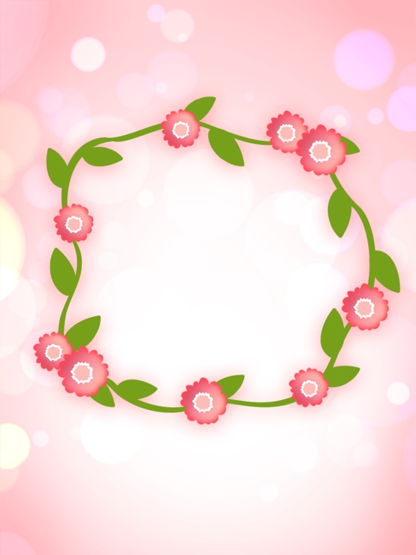 粉色创意花朵花环小清新唯美背景设计