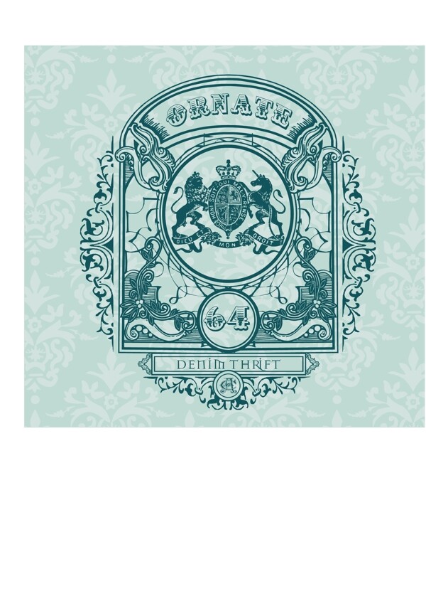 印花矢量圖獅子皇冠花卉英文免費(fèi)素材