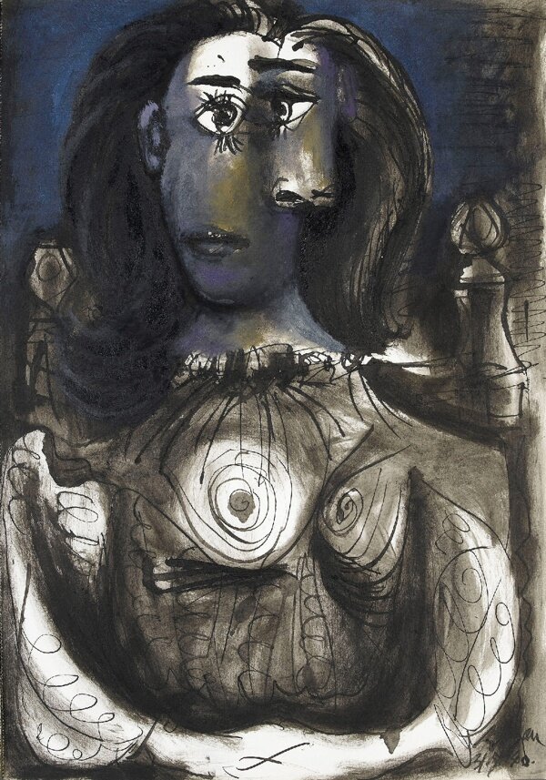 1940Femmeassisedansunfauteuil4西班牙画家巴勃罗毕加索抽象油画人物人体油画装饰画