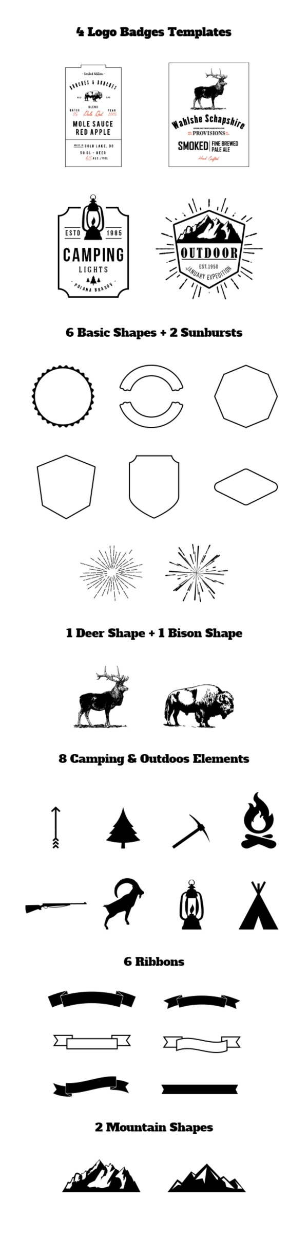山地戶外復(fù)古徽標(biāo)工具包