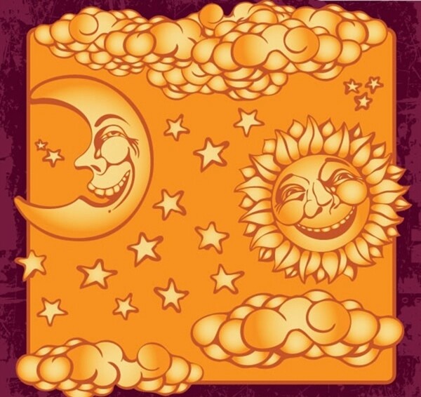 太阳星星月亮装饰图片