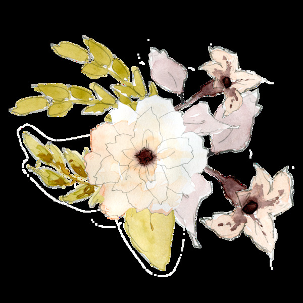 沁白花蕊透明裝飾素材